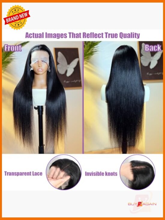 32 Inch 13x6 Lace Front Wig Human Hair 200% Density Straight HD Lace Frontal Wig main image 3